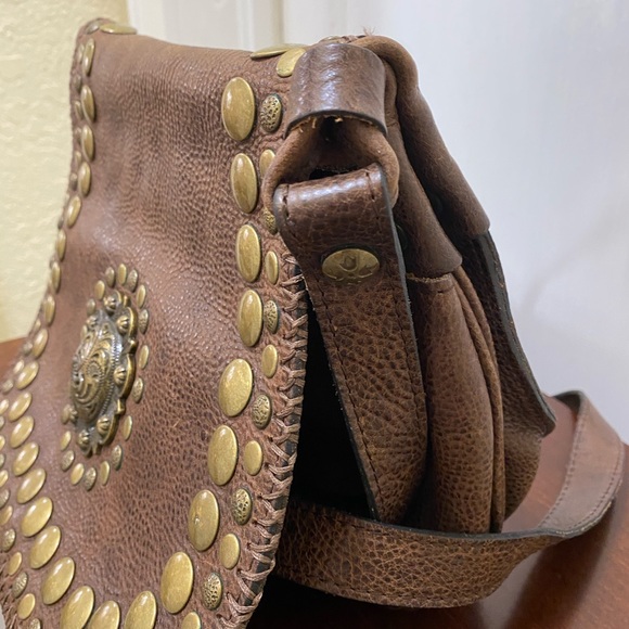 Patricia Nash chocolate brown leather shoulder bag - Picture 2 of 4